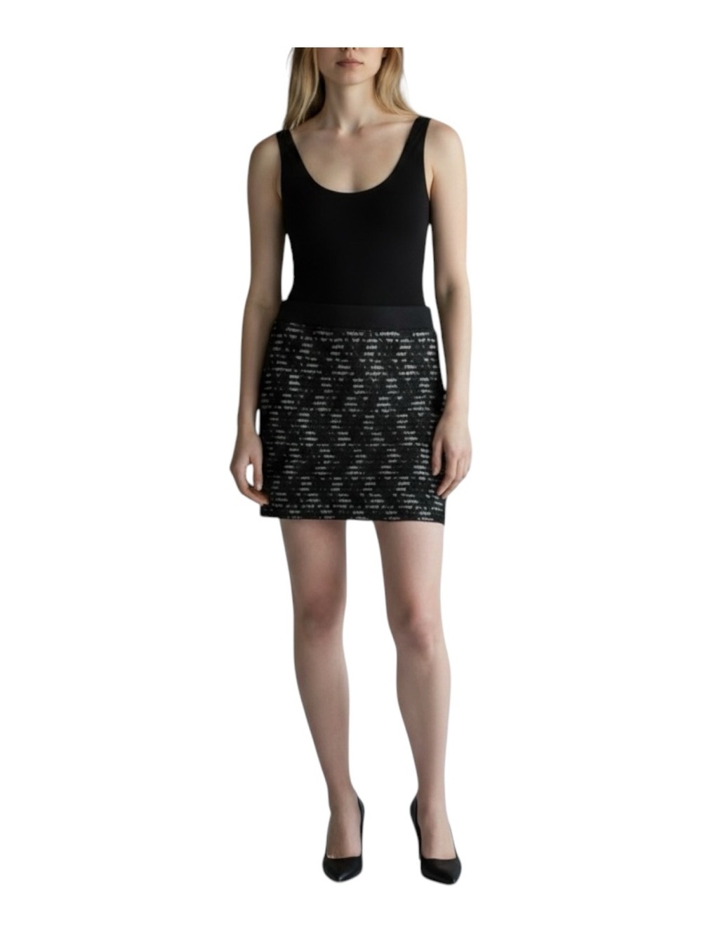 Anthropologie After Market Green Black Lace Overlay Pull-On Mini Skirt M NWOT